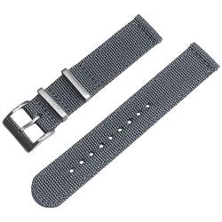 Zweiteiliges Unisex Leinwand wie NATO-G10-Uhrenarmband mit Edelstahl-Metallschließe auch für smartwatch NATOS-Militäruhrenarmband einfarbig (19 mm, grau) von Natos.com