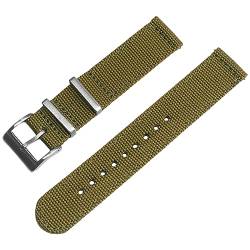 Zweiteiliges Unisex Leinwand wie NATO-G10-Uhrenarmband mit Edelstahl-Metallschließe auch für smartwatch NATOS-Militäruhrenarmband einfarbig (19 mm, khaki) von Natos.com
