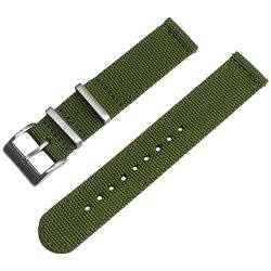 Zweiteiliges Unisex Leinwand wie NATO-G10-Uhrenarmband mit Edelstahl-Metallschließe auch für smartwatch NATOS-Militäruhrenarmband einfarbig (20 mm, Armeegrün) von Natos.com