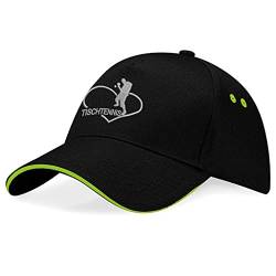 Natshop2000 Tischtennis Sport Freizeit Bestickte Logo Baseball Cap Mütze - KN 034 SCHWARZ - GRÜN von Natshop2000