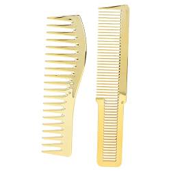 2-teiliges Kamm-Set, Haarschneidekamm, Friseursalon, professioneller Salon, feiner breiter Zahn-Haarschnittkamm, Styling-Werkzeug für alle Haartypen (Gold) von Natudeco