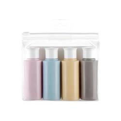4-teiliges Reiseflaschen-Set, nachfüllbarer Kosmetikspender, tragbar, leere Quetschflaschen für Reise-Toilettenartikel, Shampoo, 60 ml von Natudeco