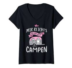 Damen Mir reichts ich geh jetzt campen Campingplatz geboren T-Shirt mit V-Ausschnitt von Natur Camping Wohnwagen Camper Zelt Lustig Mann