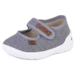 Natur Kinderschuhe Denny Flache Slipper Jungen Größe 18 EU Textil grau von Natur