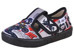 Natur Kinderschuhe Garry Flache Slipper Jungen Größe 27 Textil grau mit Motocross von Natur