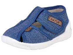 Natur Kinderschuhe Pitter Flache Slipper Jungen Größe 23 EU Offene Spitze Textil blau von Natur