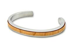 NaturSchatulle Amreif Silber mit Holz Edelstahl Holzschmuck Armband Damen Frauen Armschmuck Kirsche Geschenk Accessories von NaturSchatulle