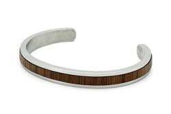 NaturSchatulle Amreif Silber mit Holz Edelstahl Holzschmuck Armband Damen Frauen Armschmuck Nussbaum Geschenk Accessories von NaturSchatulle