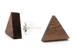 NaturSchatulle Holzohrringe Dreieck Nussbaum Ohrstecker Holz 925 Sterling Silber Holzschmuck Ohrringe Damen I natürlicher Ohrschmuck von NaturSchatulle