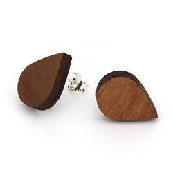 NaturSchatulle Holzohrringe Tropfen Nussbaum Ohrstecker Holz Tropfenform 925 Sterling Silber Holzschmuck Ohrringe Damen Ohrschmuck von NaturSchatulle