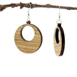 NaturSchatulle Holzschmuck Holzohrringe Moni Eiche I natürliche Ohrhänger 925 Sterling Silber Ohrringe Holz Damen Ohrschmuck von NaturSchatulle