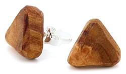 NaturSchatulle Holzschmuck Ohrringe Damen Holzohrringe Stecker Pflaumenholz 1cm I Natürliche Holz Ohrstecker Schmuck 925 Sterling Silber von NaturSchatulle