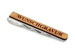 NaturSchatulle Krawattennadel Holz Kirsche Personalisierte Krawattenklammer 5cm Edelstahl Herren Krawatten Clip Tie Bar Hochzeit Business Bräutigam von NaturSchatulle