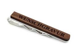 NaturSchatulle Krawattennadel Holz Nussbaum Personalisierte Krawattenklammer 5cm Edelstahl Herren Krawatten Clip Tie Bar Hochzeit Business Bräutigam von NaturSchatulle