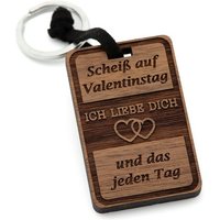 NaturSchatulle Schlüsselanhänger mit Gravur Valentinstag (Nussbaumholz mit Edelstahl Schlüsselring), Band Schlüsselbund Geschenkidee von NaturSchatulle