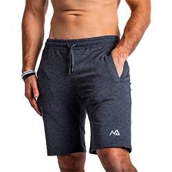 Natural Athlet Herren Fitness Shorts Meliert - Hochwertige Kurze Jogginghose & Sport Laufhose - mit Taschen & Slim Fit Ideal für Fitnessstudio & Gym - Sommer Freizeit Hose für Männer, L, Anthrazit von Natural Athlet