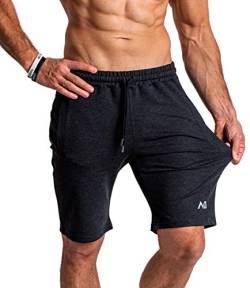 Natural Athlet Herren Slim-Fit Fitness Shorts Meliert - Kurze Jogginghose & Sport Laufhose mit Taschen - Bodybuilding, Fitnessstudio & Gym - Sommer Freizeit Hose für Männer von Natural Athlet