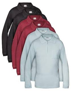 Natural Cotton Herren Basic Poloshirt mit Zipper-Pullover 3er oder 6er Pack Langarm Jersey XXL von Natural Cotton