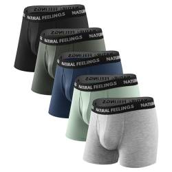 Natural Feelings Herren-Unterwäsche, Bambus-Viskose, Boxershorts, bequem, atmungsaktiv, Unterwäsche für Männer mit offenem Hosenschlitz, 5er-Pack, C: grün/marineblau, mehrfarbig (5er-Pack), XX-Large von Natural Feelings