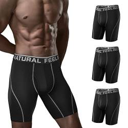 Natural Feelings Herren Unterwäsche Performance Sport Dry Fit 22,9 cm Boxershorts Herren, A: schwarz, 3 Stück, L von Natural Feelings