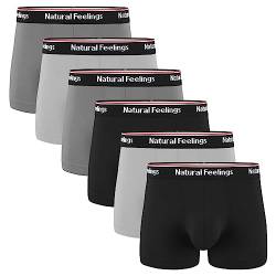 Natural Feelings Herren Unterwäsche Trunks Baumwolle Boxershorts für Herren Boxer Shorts Multipack von 4, B: 6er-Pack, schwarz und grau, XXL von Natural Feelings