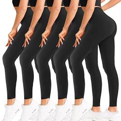 Natural Feelings Hohe Taille Leggings für Damen Ultra Soft Stretch Blickdicht Slim Yoga Leggings Einheitsgröße & Übergröße, 5 Pack-black*5, XX-Large von Natural Feelings