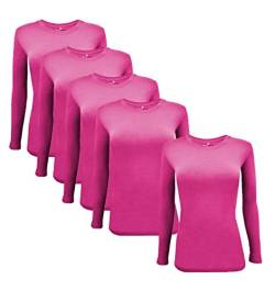 Natural Uniforms Damen Langarm Under Scrub Stretch T-Shirt Scrub Top - Multi Pack of 5 - Pink - Groß von Natural Uniforms