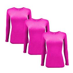 Natural Uniforms Women's Under Scrub Tee Crew Neck Long Sleeve T-Shirt Pack of 3 - Multi Pack of 3 (Medium, 3 Pack Neon Pink) von Natural Uniforms