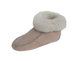 Naturasan Lammfell Hausschuhe Damen | Mokassin mit Ledersohle | Lammfell-Hüttenschuhe mit Stulpe, HS-01, Beige Gr.41 von Naturasan