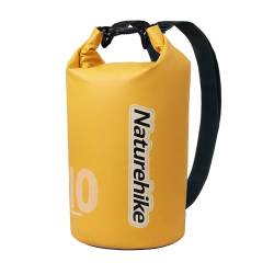 Naturehike wasserdichte Rucksack Tasche Dry Bag – 25L/15L/10L Waterproof Bag mit Langem Justierbarem Bügel für Kayaking Boots-Ausflug Kanu/Fischen/Rafting/Schwimmen/Snowboarding (Gelb 10L) von Naturehike