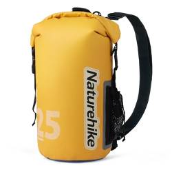 Naturehike wasserdichte Rucksack Tasche Dry Bag – 25L/15L/10L Waterproof Bag mit Langem Justierbarem Bügel für Kayaking Boots-Ausflug Kanu/Fischen/Rafting/Schwimmen/Snowboarding (Gelb 25L) von Naturehike