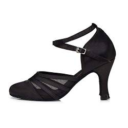 Naudamp Frauen Ballsaal Satin Mesh Tanzschuhe Damen Party Social Salsa Jazz Tango benutzerdefinierte Ferse Tanzschuhe von Naudamp