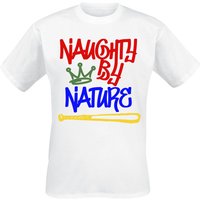 Naughty by Nature T-Shirt - Graffiti Logo - S bis 3XL - für Männer - Größe L - weiß  - Lizenziertes Merchandise! von Naughty by Nature