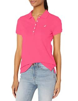 Nautica Damen 5-Button Short Sleeve Breathable 100% Cotton Polo Shirt Poloshirt, Leis Pink, Mittel von Nautica