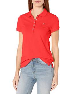 Nautica Damen 5-button Short Sleeve Breathable 100% Cotton Poloshirt, Hibiskus, S EU von Nautica