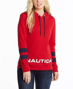 Nautica Damen Classic Supersoft 100% Cotton Pullover Hoodie Kapuzenpullover, Nautisches Rot, Medium von Nautica
