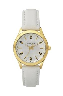 Nautica Damen Datum klassisch Quarz Uhr mit Leder Armband NAPVNC001 von Nautica