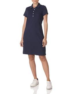 Nautica Damen Easy Classic Polokleid mit kurzen Ärmeln, Stretch-Baumwolle Lässiges Kleid, Marineblau, Groß von Nautica