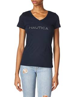 Nautica Damen Easy Comfort Supersoft 100% Cotton Classic Logo T-Shirt, Navy, X-Groß von Nautica