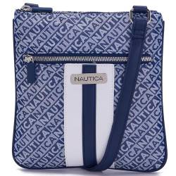 Nautica Damen Lakeside Signature Jaquard North South Umhängetasche Crossbody, Indigo/Mandala-Traum von Nautica