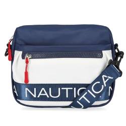 Nautica Damen Nylon Sitzsack Umhängetasche mit verstellbarem Schultergurt Crossbody, Indigo/Weiß von Nautica