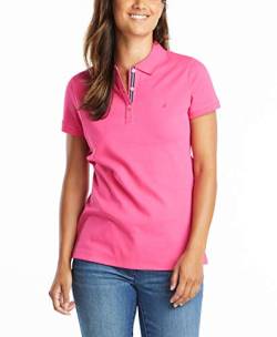 Nautica Damen Poloshirt mit 3 Knöpfen, kurzärmelig, atmungsaktiv, 100% Baumwolle Polohemd, Leis Pink, Mittel von Nautica