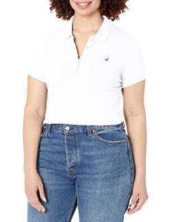 Nautica Damen Poloshirt mit 5 Knöpfen, kurzärmelig, atmungsaktiv, 100% Baumwolle Polohemd, Helles Weiß, X-Groß von Nautica