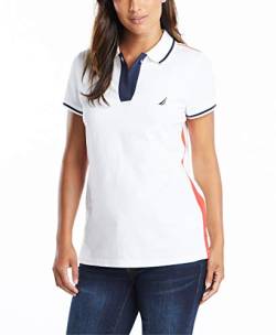 Nautica Damen Toggle Accent Short Sleeve Soft Stretch Cotton Polo Shirt Poloshirt, Bright White, XX-Large von Nautica