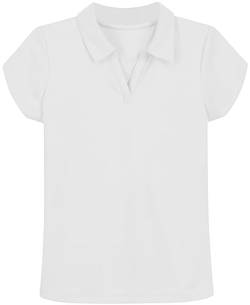 Nautica Girls' Big Short Sleeve Performance Polo, White, S (7) von Nautica