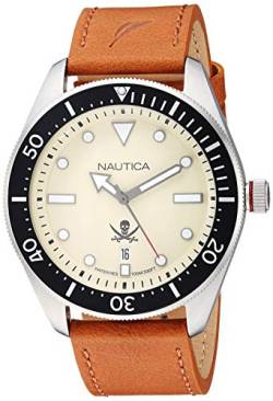 Nautica Herren Analog Japanisches Quarzwerk Uhr mit Leder Armband NAPHCP903 von Nautica