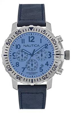 Nautica Herren Analog Quarz Uhr mit Leder Armband NAI19534G von Nautica