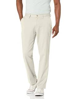 Nautica Herren Classic Fit Flat Front Stretch Solid Chino Deck Pant Hose, Business/Leger, Stein, 33W / 34L von Nautica