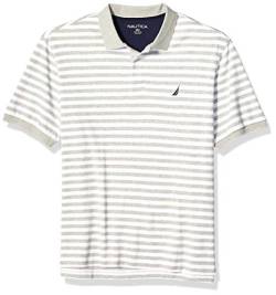 Nautica Herren Classic Fit Short Sleeve 100% Cotton Stripe Soft Polo Shirt Poloshirt, Grey Heather, 2X Groß von Nautica