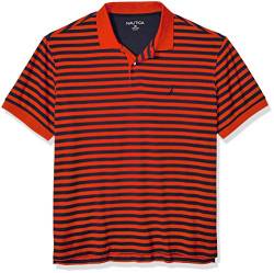Nautica Herren Classic Fit Short Sleeve 100% Cotton Stripe Soft Polo Shirt Poloshirt, Orange Poppy, 5X-Large Hoch von Nautica